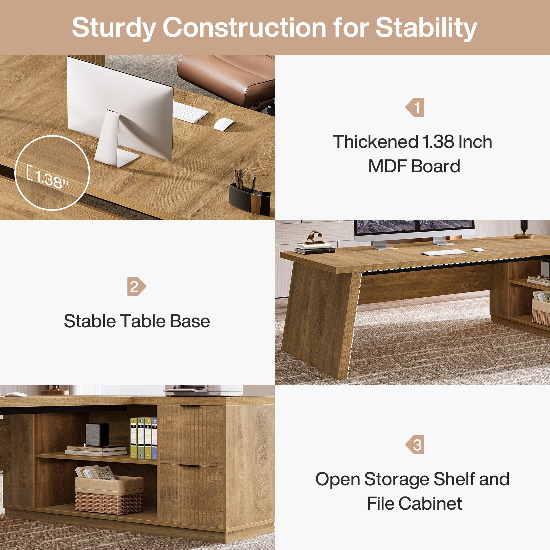 78" L Shaped Executive Desk, Corner Computer Desk Home Office Desk Tribesigns