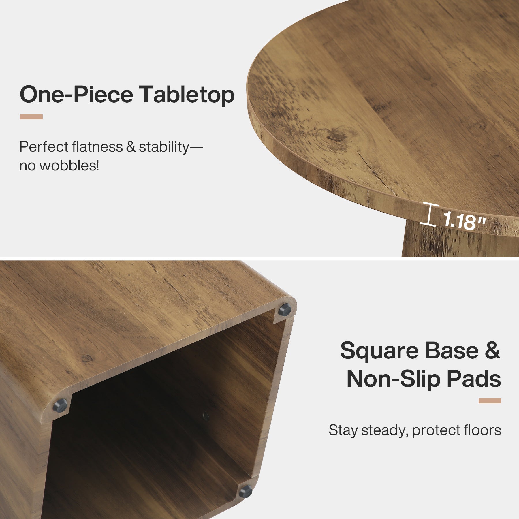 31.5" Round Dining Room, Farmhouse Kitchen Dinner Table with Square Base Tribesigns