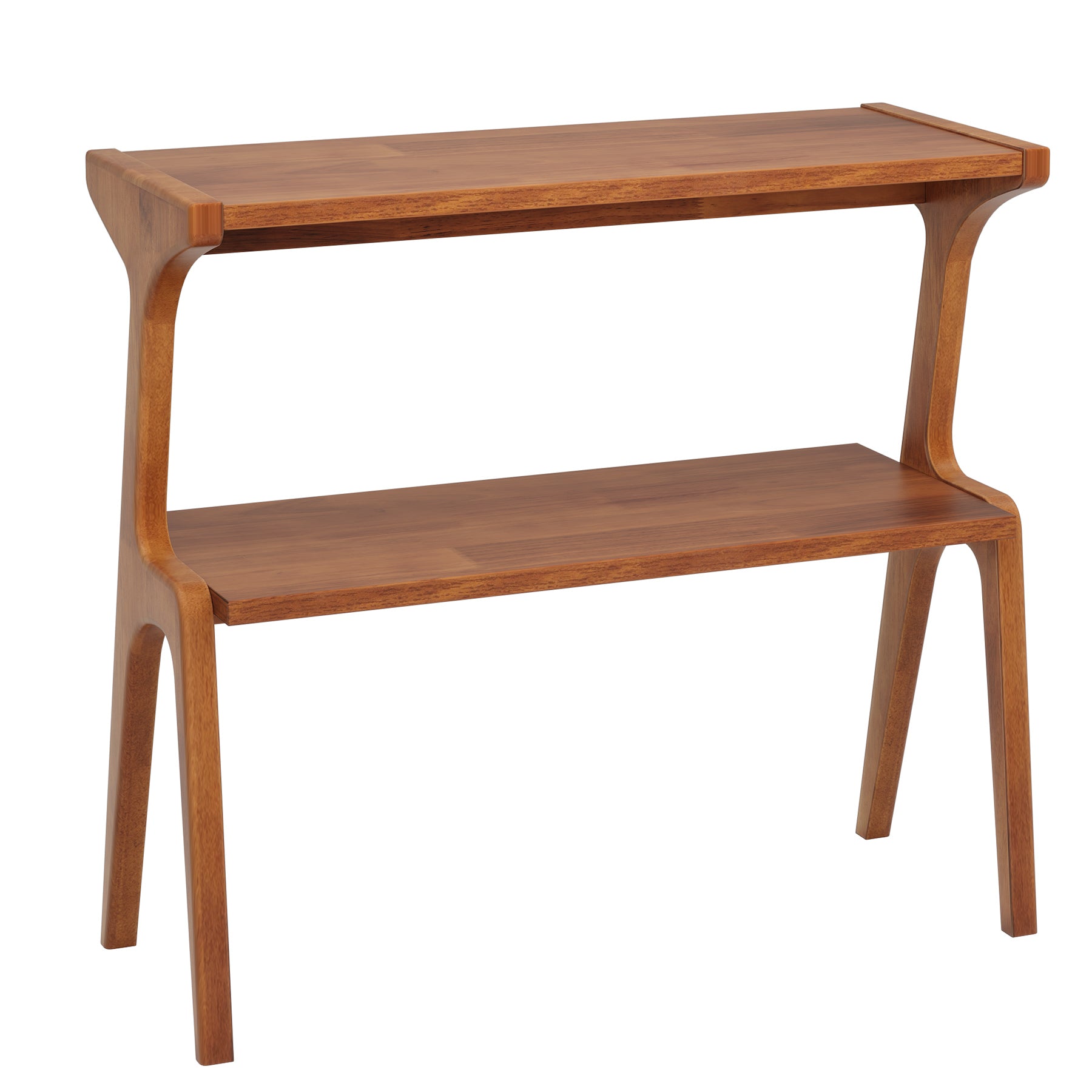 2-Tier End Table, Slim Sofa Side Table with Storage Shelf