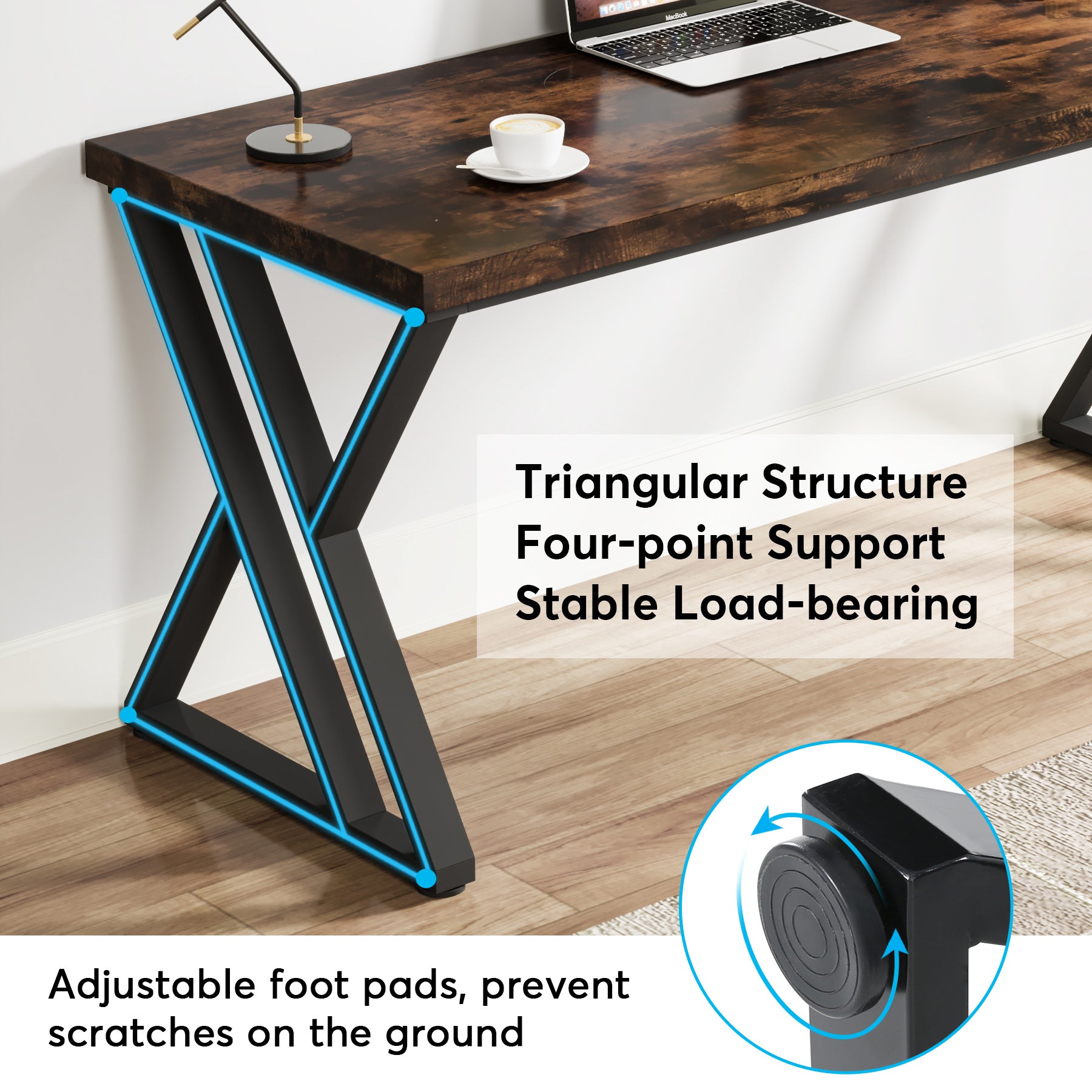 55" Computer Desk, Simple Home Office Desk Writing Table