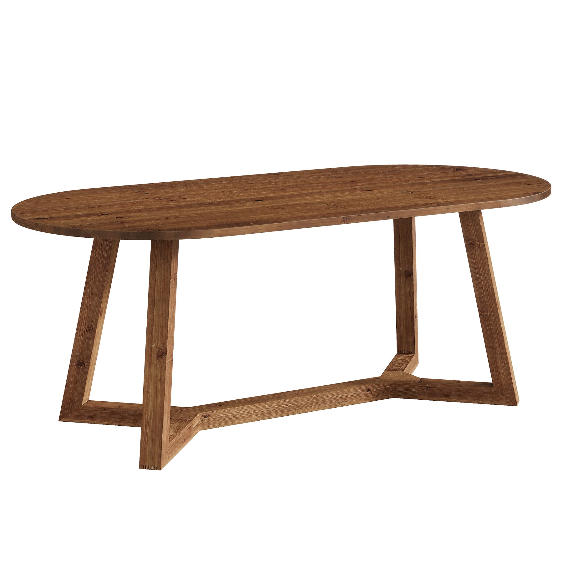 Solid Wood Computer Desk, 63" Oval Executive Desk with Sturdy Tapered Legs