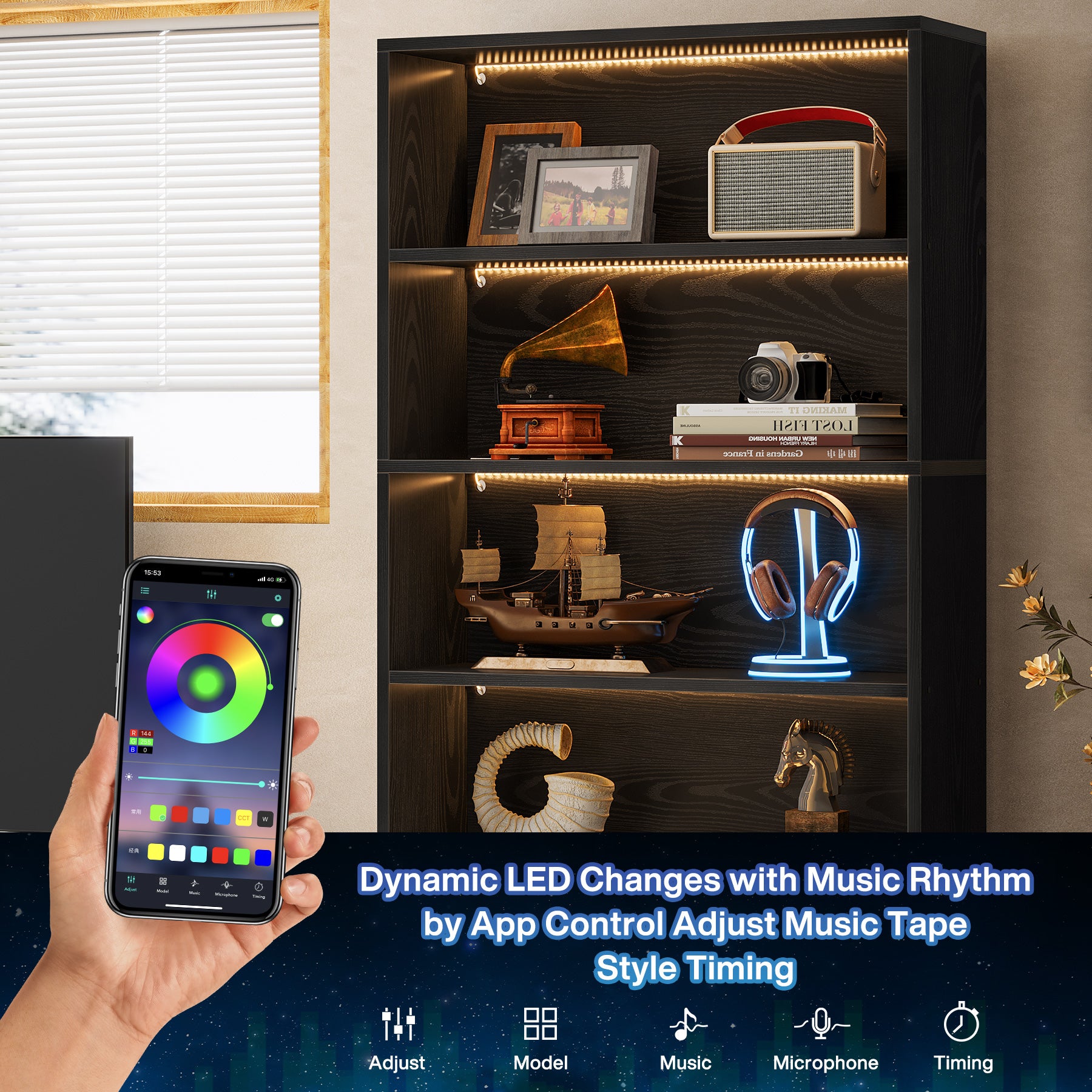 70.8" Bookcase, Large Bookshelf Organizer with 5-Tier Storage Shelves