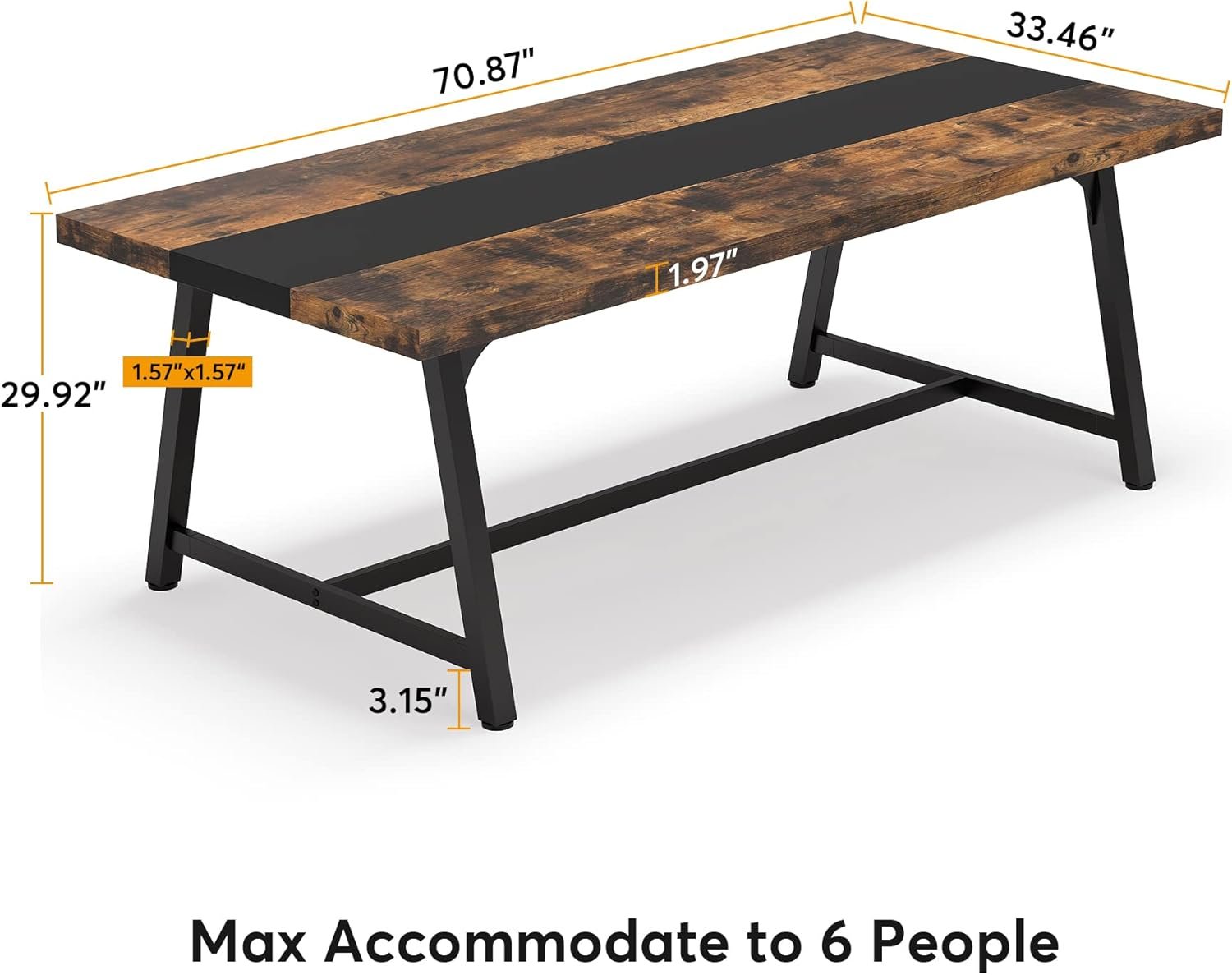 6FT Conference Table, 70.8” Executive Desk Office Computer Meeting Table