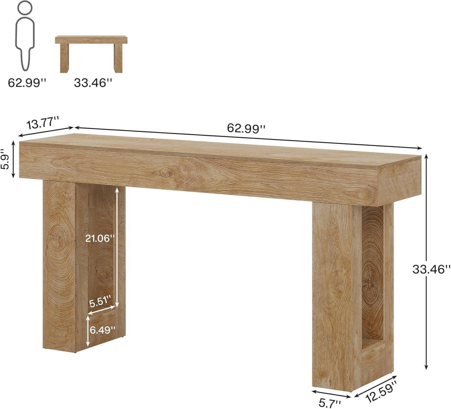 63-Inch Console Table, Farmhouse Wooden Sofa Table Entryway Table