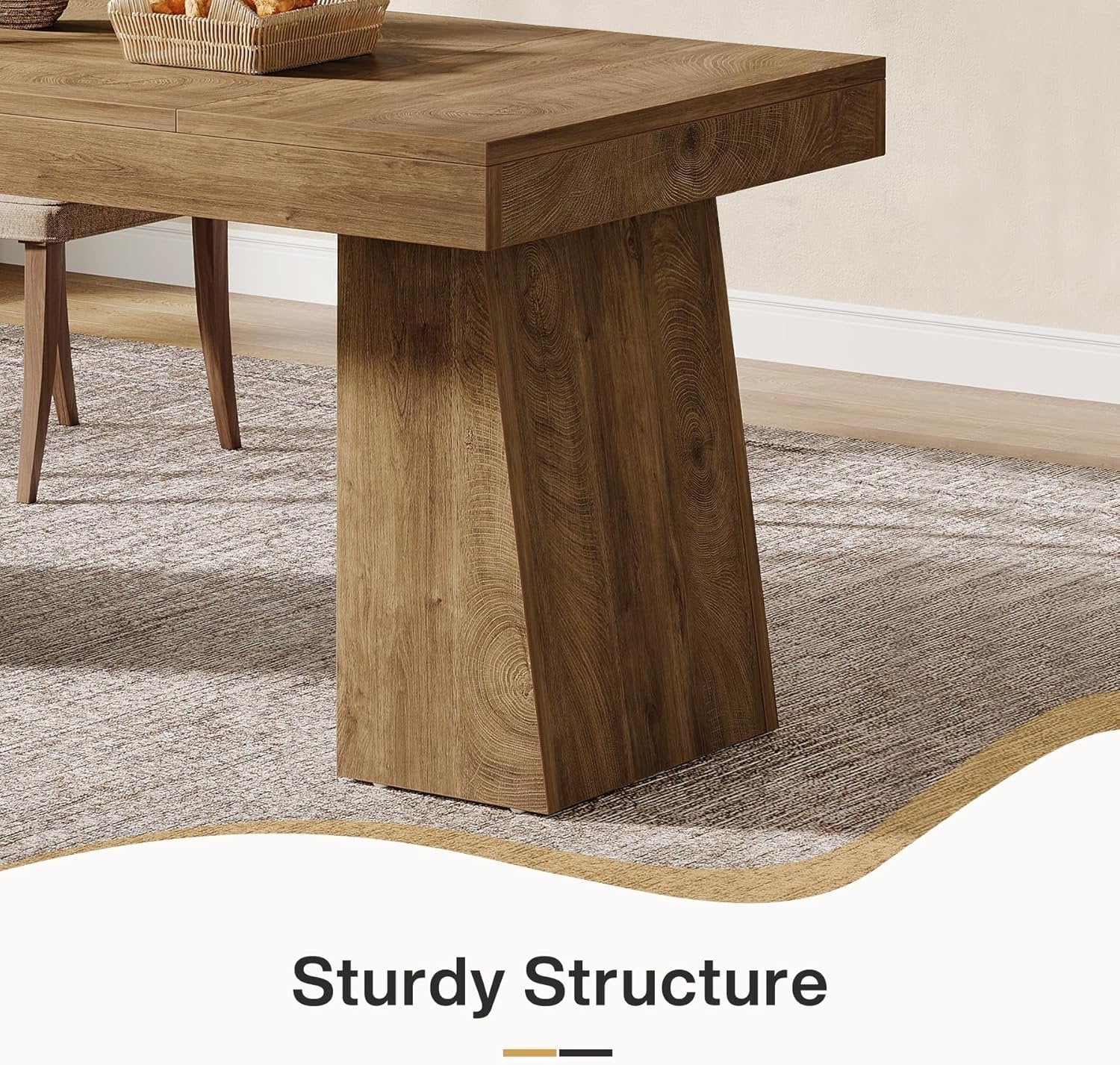 55" Dining Table for 4-6, Rectangular Kitchen Table with Sturdy Legs