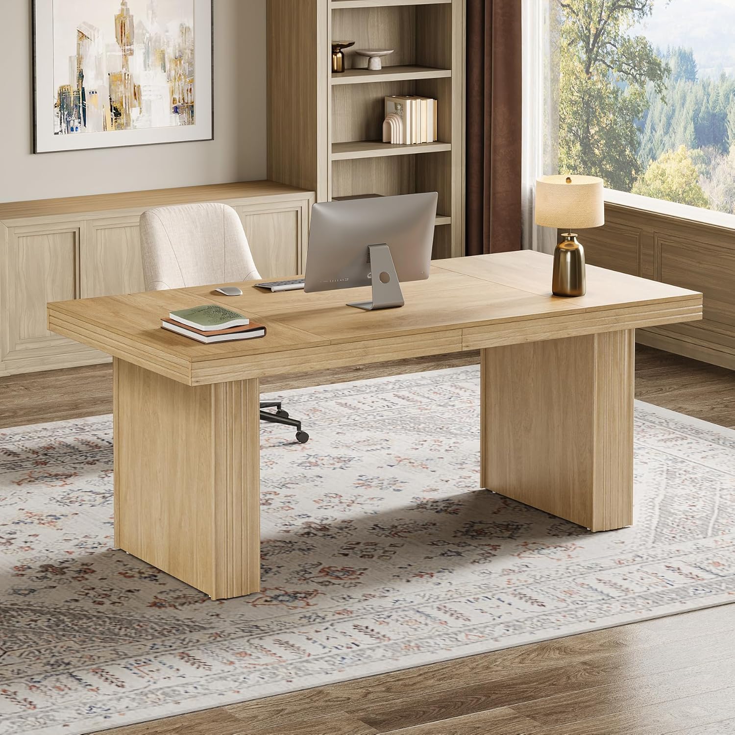 63" Executive Desk, Large Computer Desk with Heavy-Duty Legs