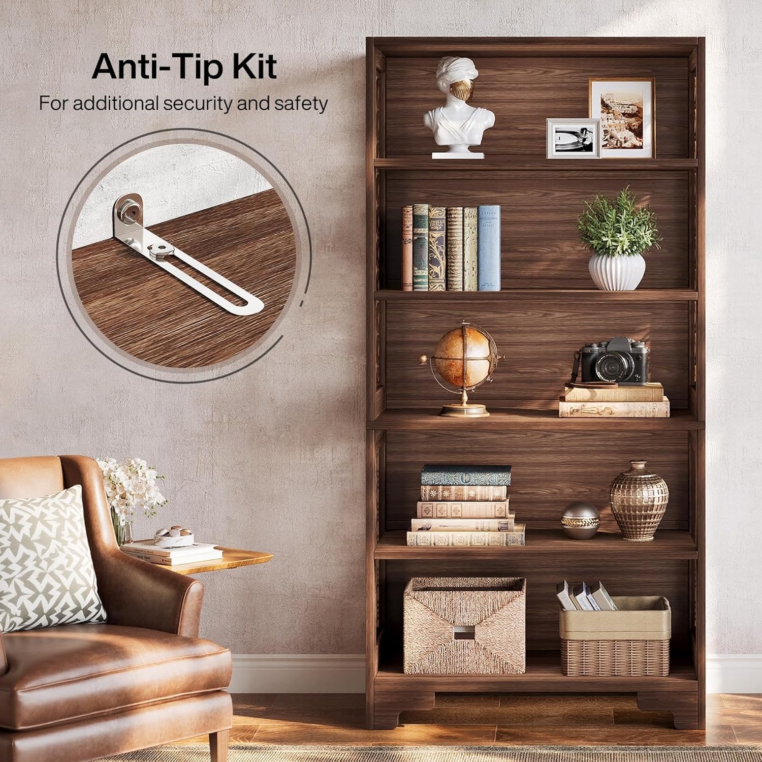 70.8" Freestanding Bookshelf, 6-Tier Bookcase Display Rack Storage Shelves