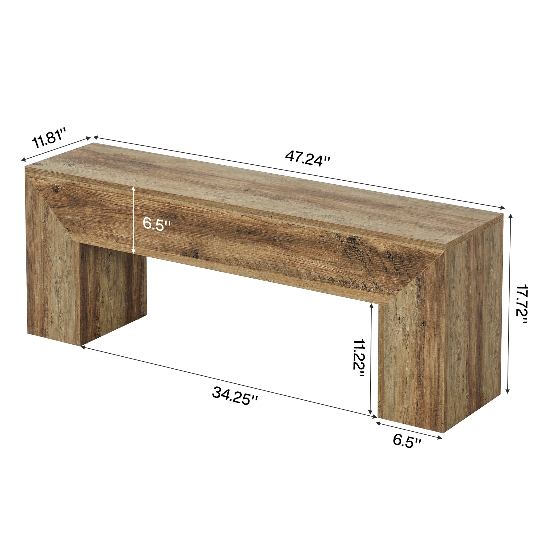47" Entryway Bench, Farmhouse Dining Bench End of Bed Bench