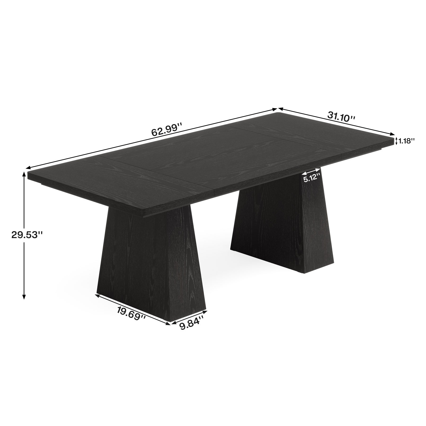 63" Executive Desk, Modern Office Computer Desk Workstations