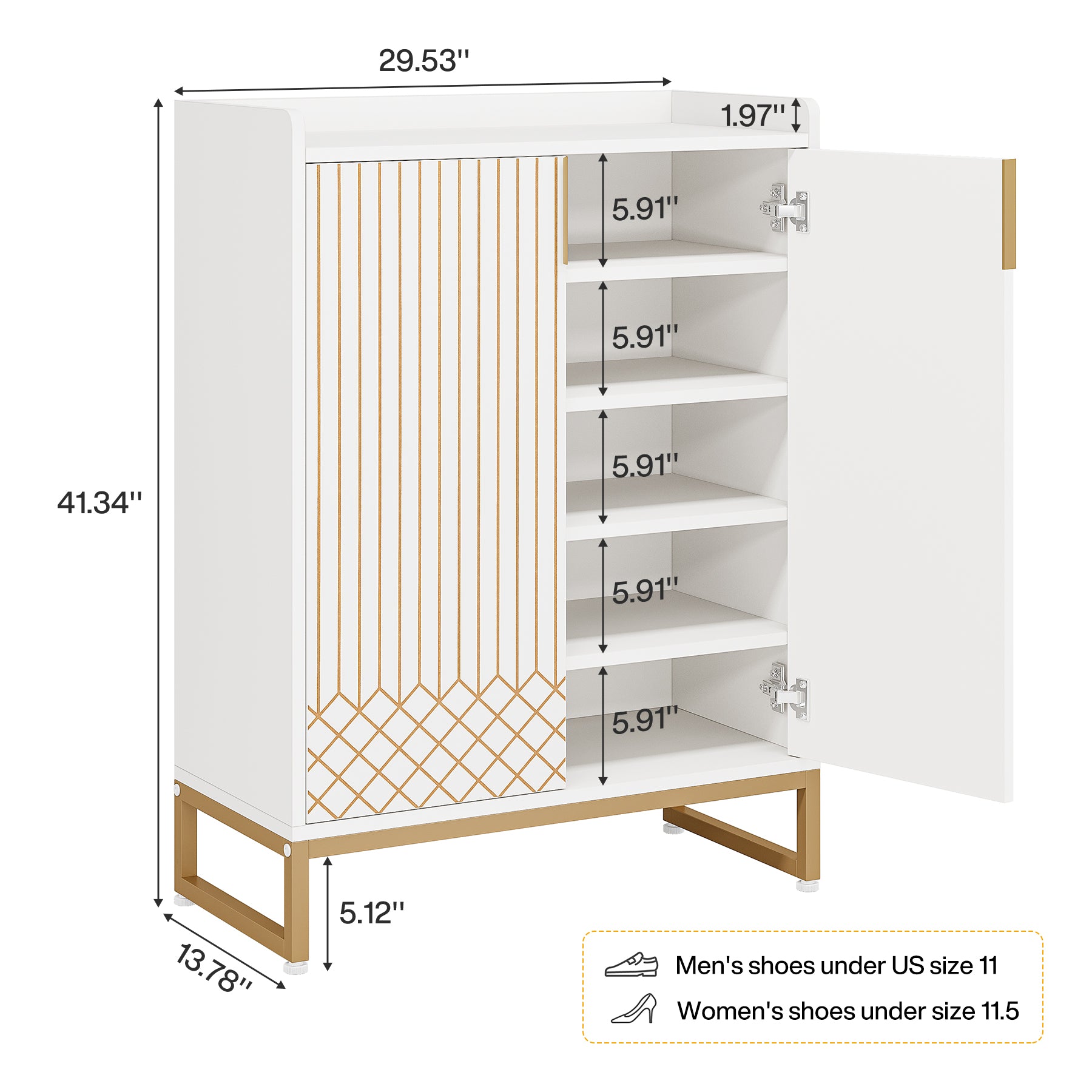 Modern Shoe Cabinet with Doors, 5-Tier Modern Shoe Rack Organizer