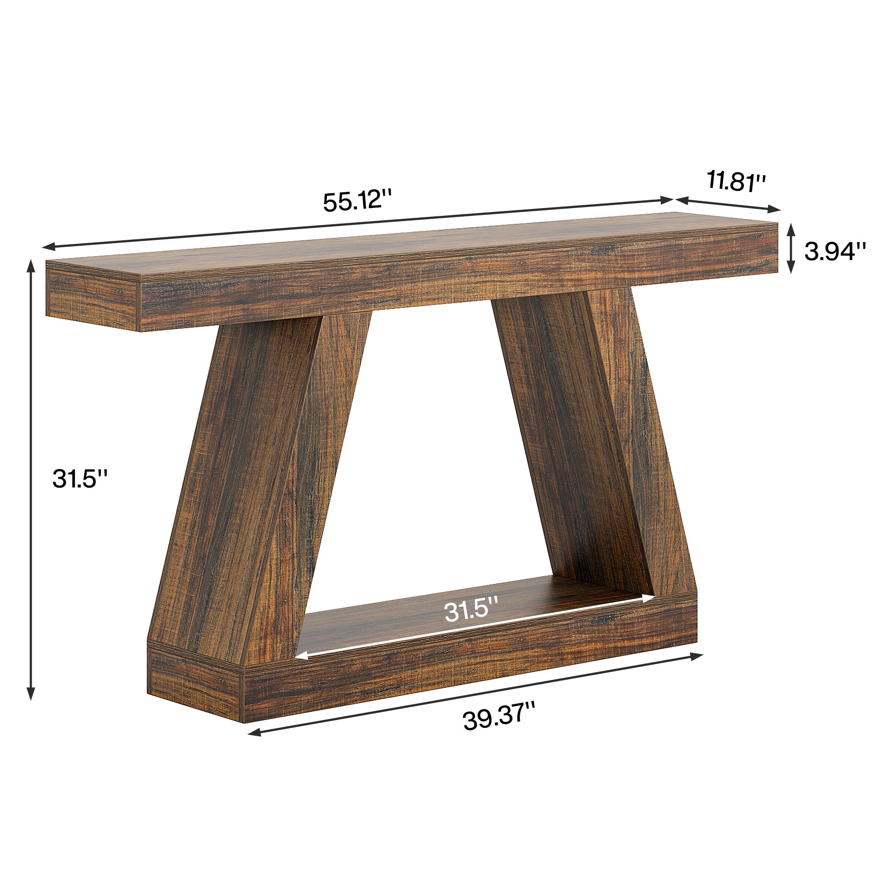 Farmhouse Console Table, 55" Sofa Table with Storage