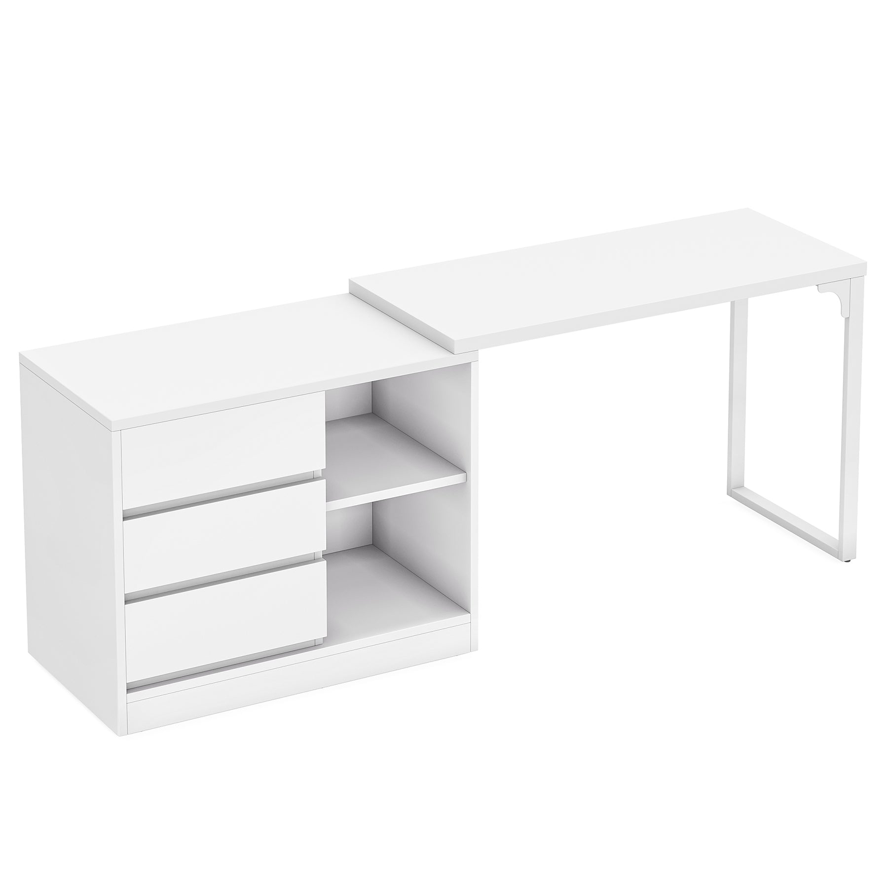 L - Shaped Computer Desk, Reversible Corner Desk With Drawer Cabinet Tribesigns