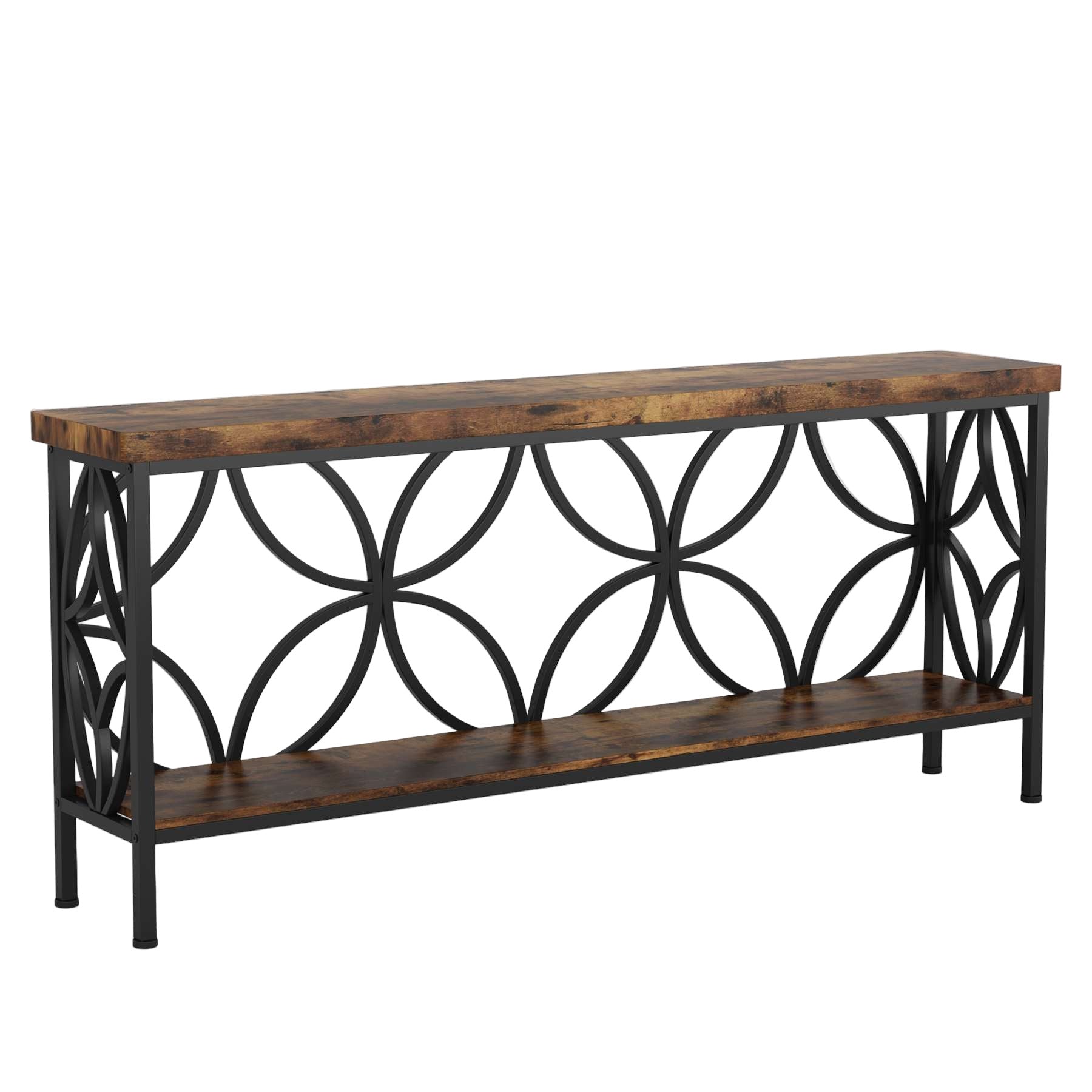 Tribesigns 2 - Tier Console Table, 70.9" Industrial Sofa Table Behind Couch Tribesigns