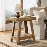 2-Tier  End Table, Small Sofa Side Table Slim Nightstand with Storage for Living Room 3