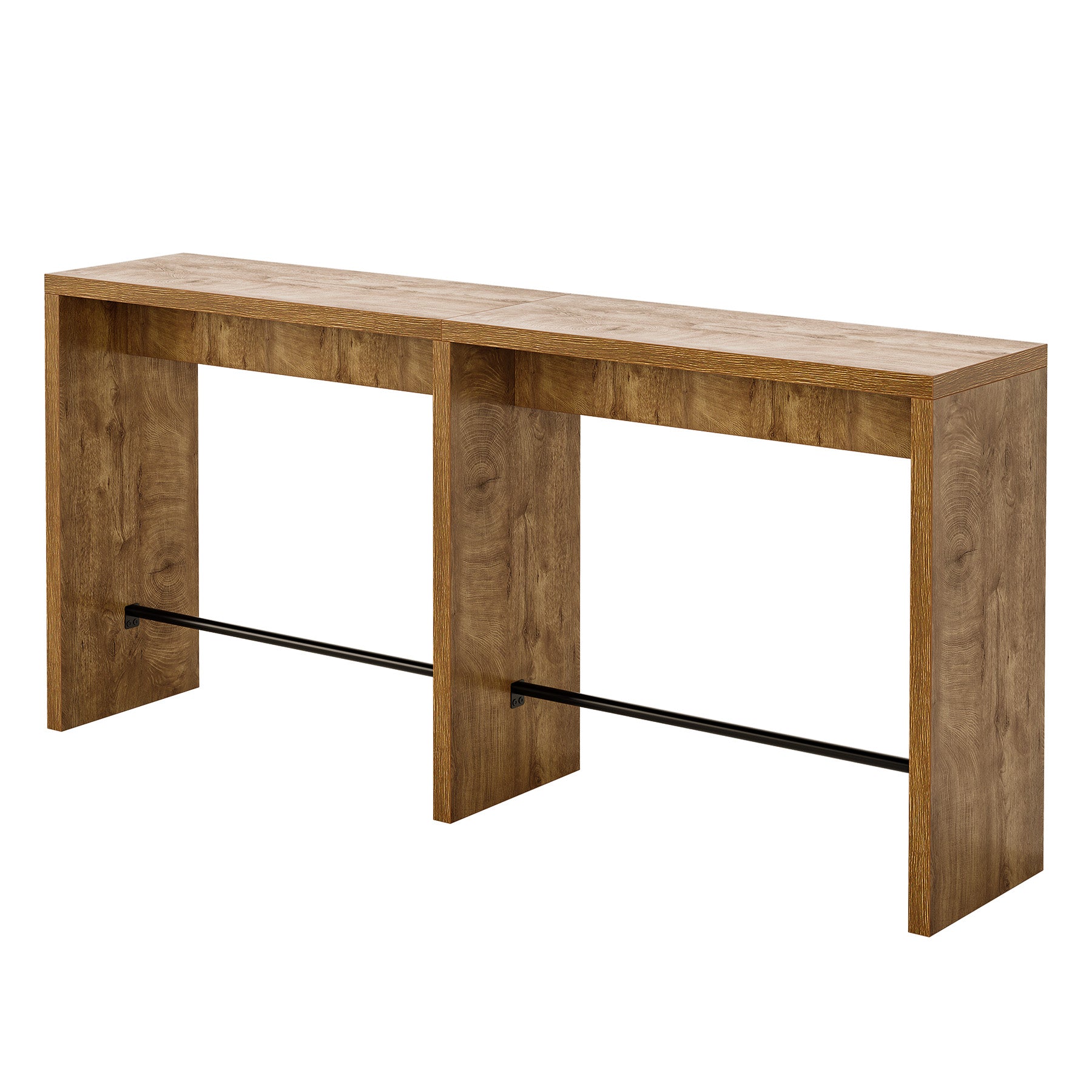 78.74" Narrow Bar Table, High-Top Pub Table with Sturdy Iron Footrest for Kitchen