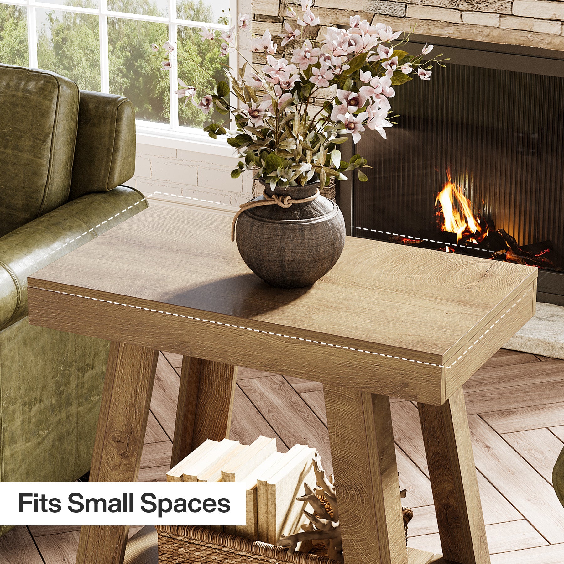 2-Tier  End Table, Small Sofa Side Table Slim Nightstand with Storage for Living Room