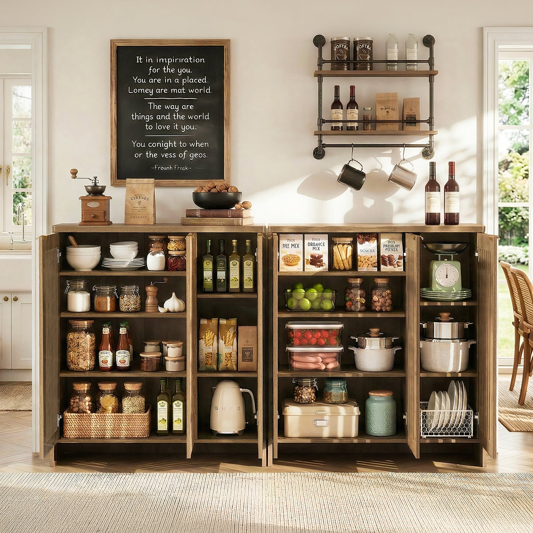 47" Buffet Cabinet with Storage, Sideboard Cabinet with Adjustable Shelves for Dining Room