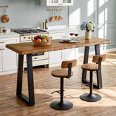 Solid Wood Bar Table, 63” Counter Height Table with Metal Legs for Kitchen 3