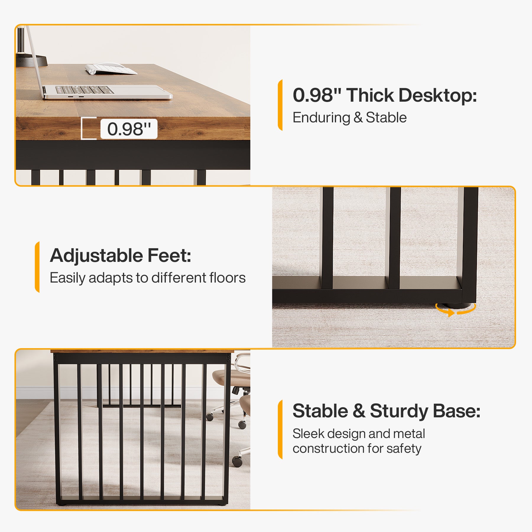 78.74" Two Person Desk, Long Executive Desk Double Computer Desk