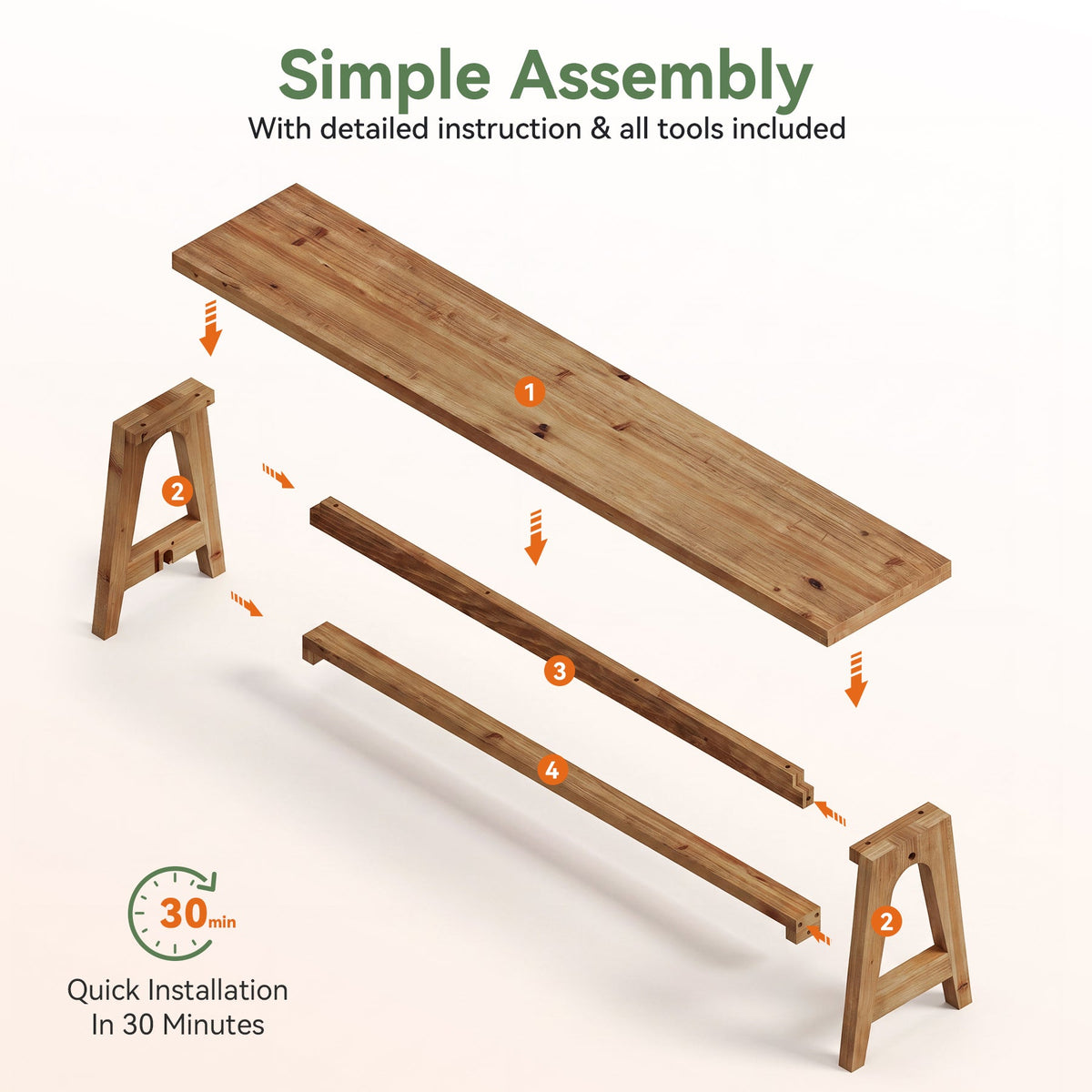 63" Solid Wood Entryway Bench,, Narrow Shoe Bench for Hallway, Mudroom