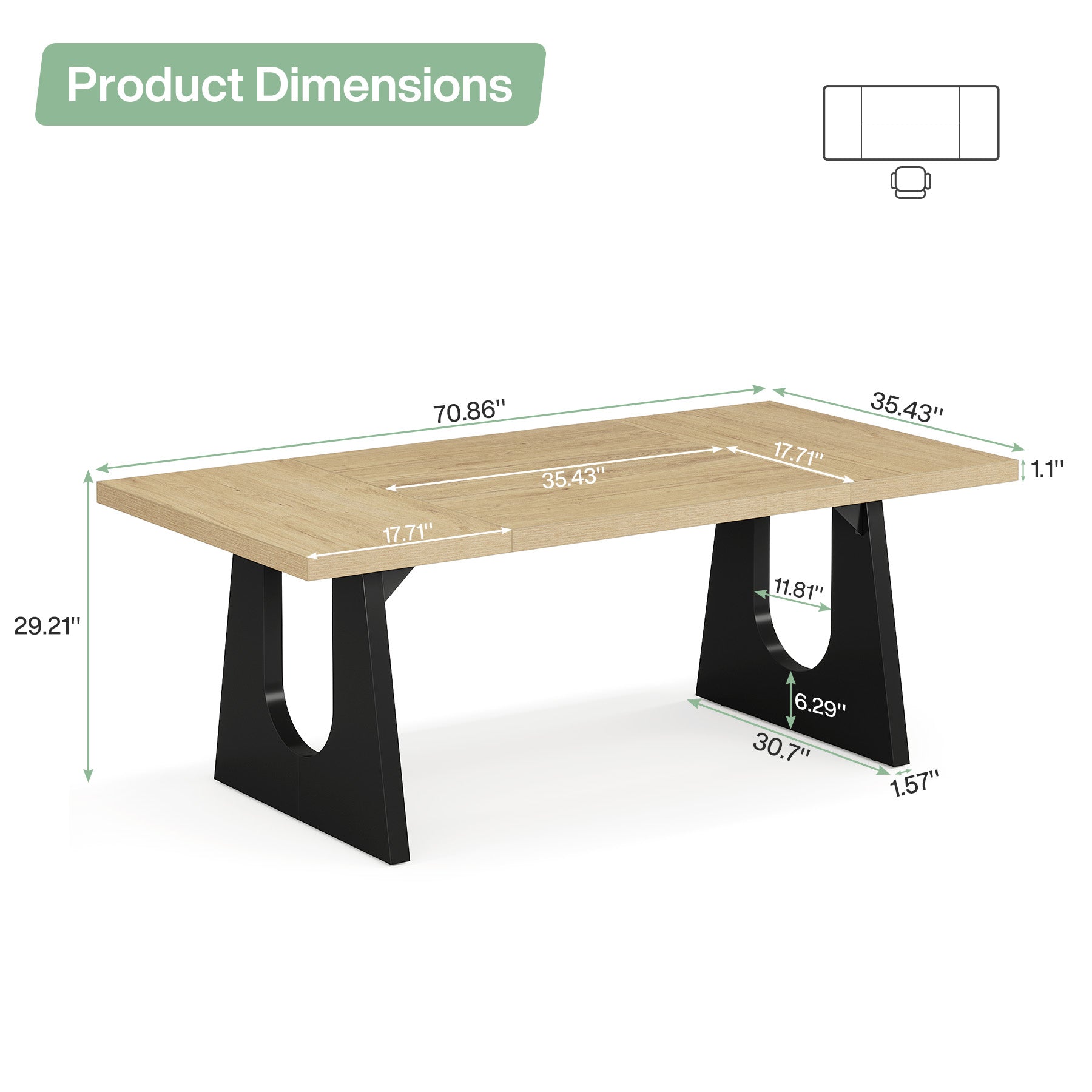 70" Executive Desk, Modern Computer Office Desk Workstation