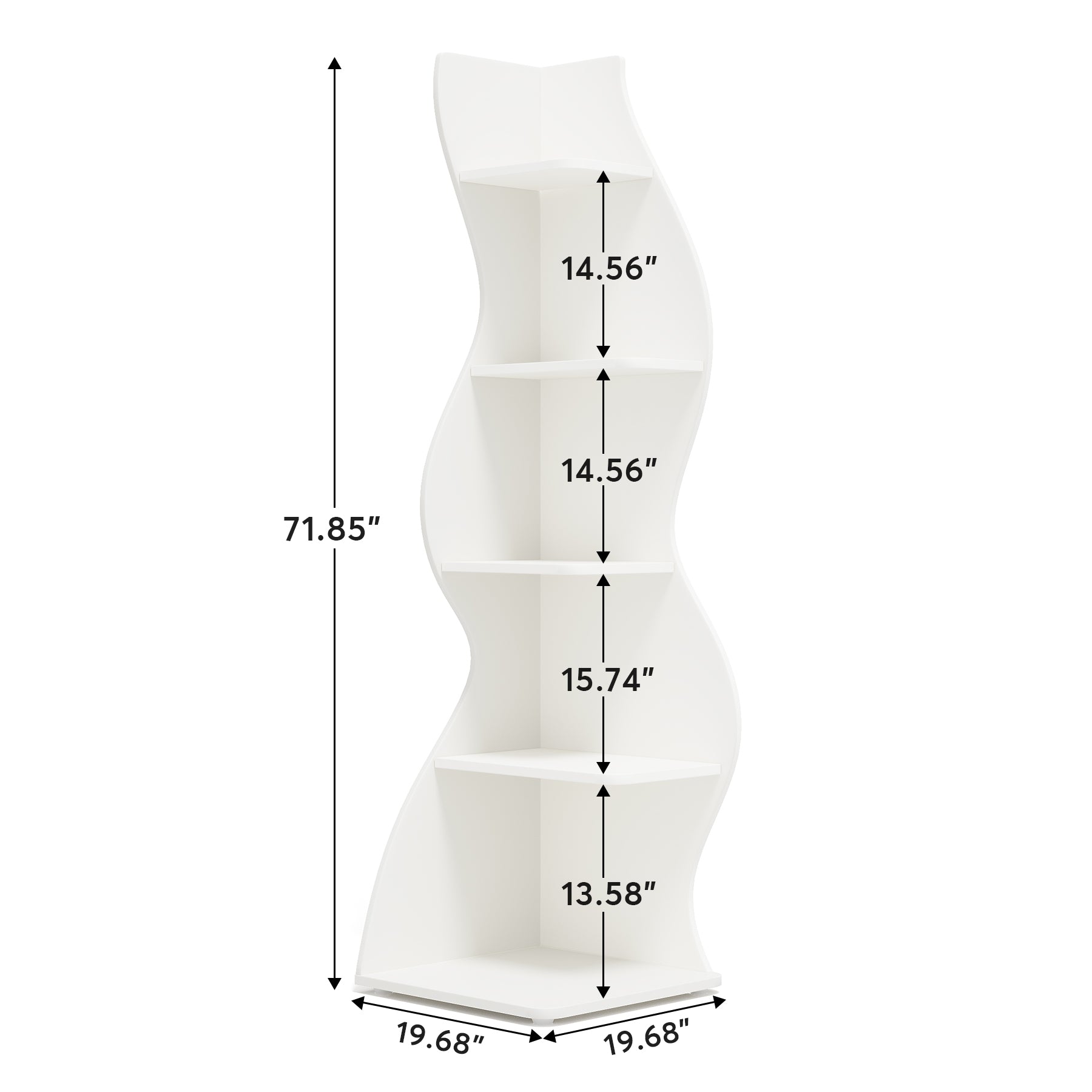 5-Tier Corner Shelf, Modern Wall Corner Bookshelf Bookcase