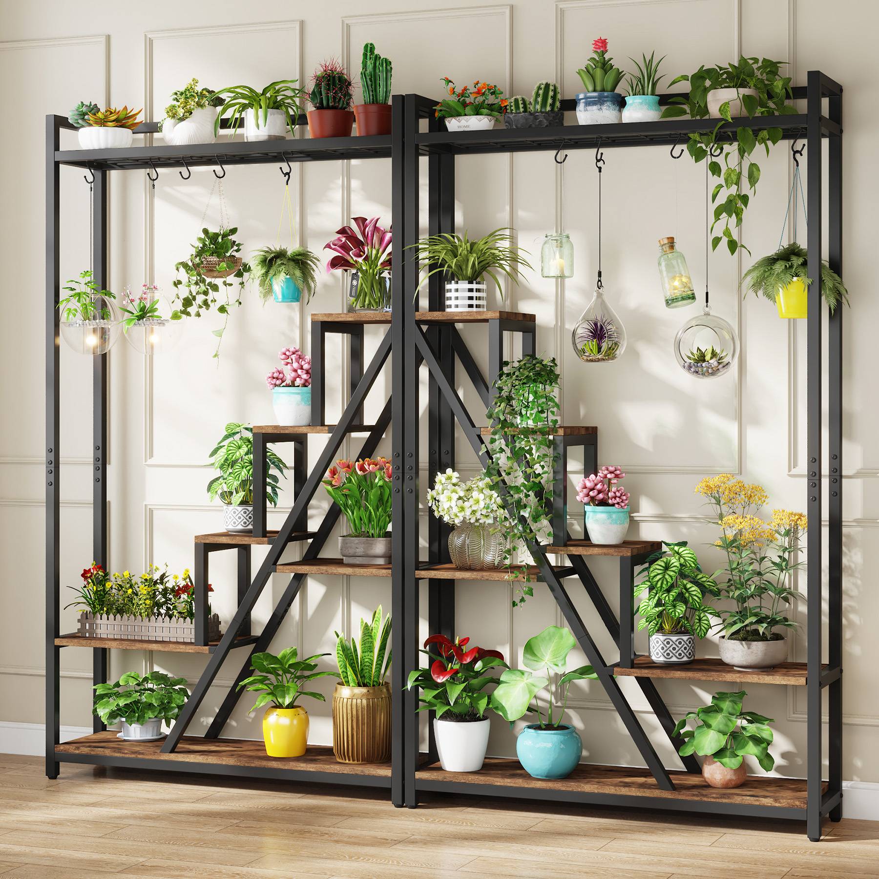 7-Tier Plant Stand, 70.9" Tall Flower Plant Shelf with 5 S-Hooks Tribesigns