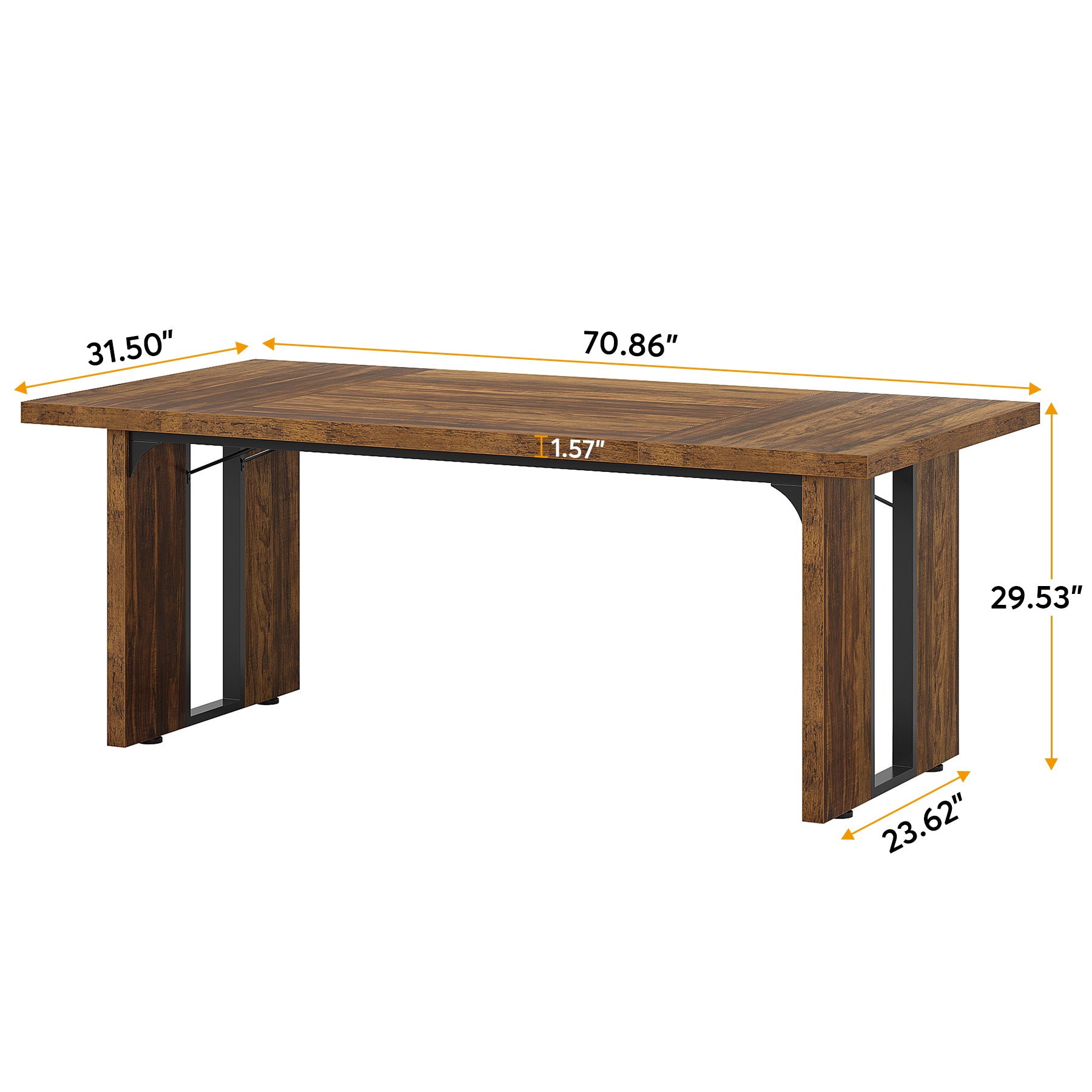 Rectangular Dining Table, 71" Farmhouse Breakfast Table for 6 to 8 People
