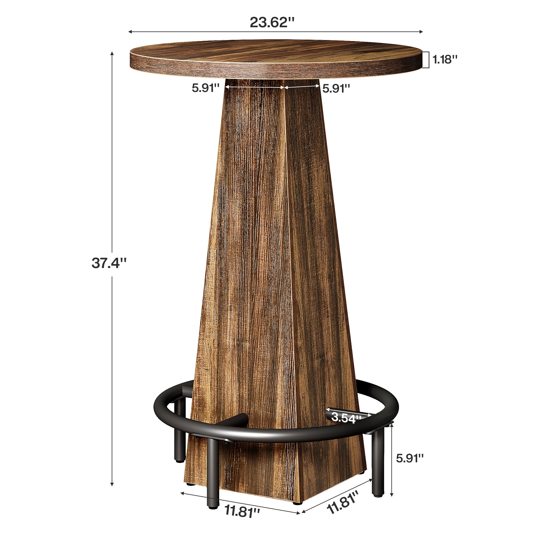 Round Bar Table, 37.4" High Pub Table for Dining Room (Only Table)