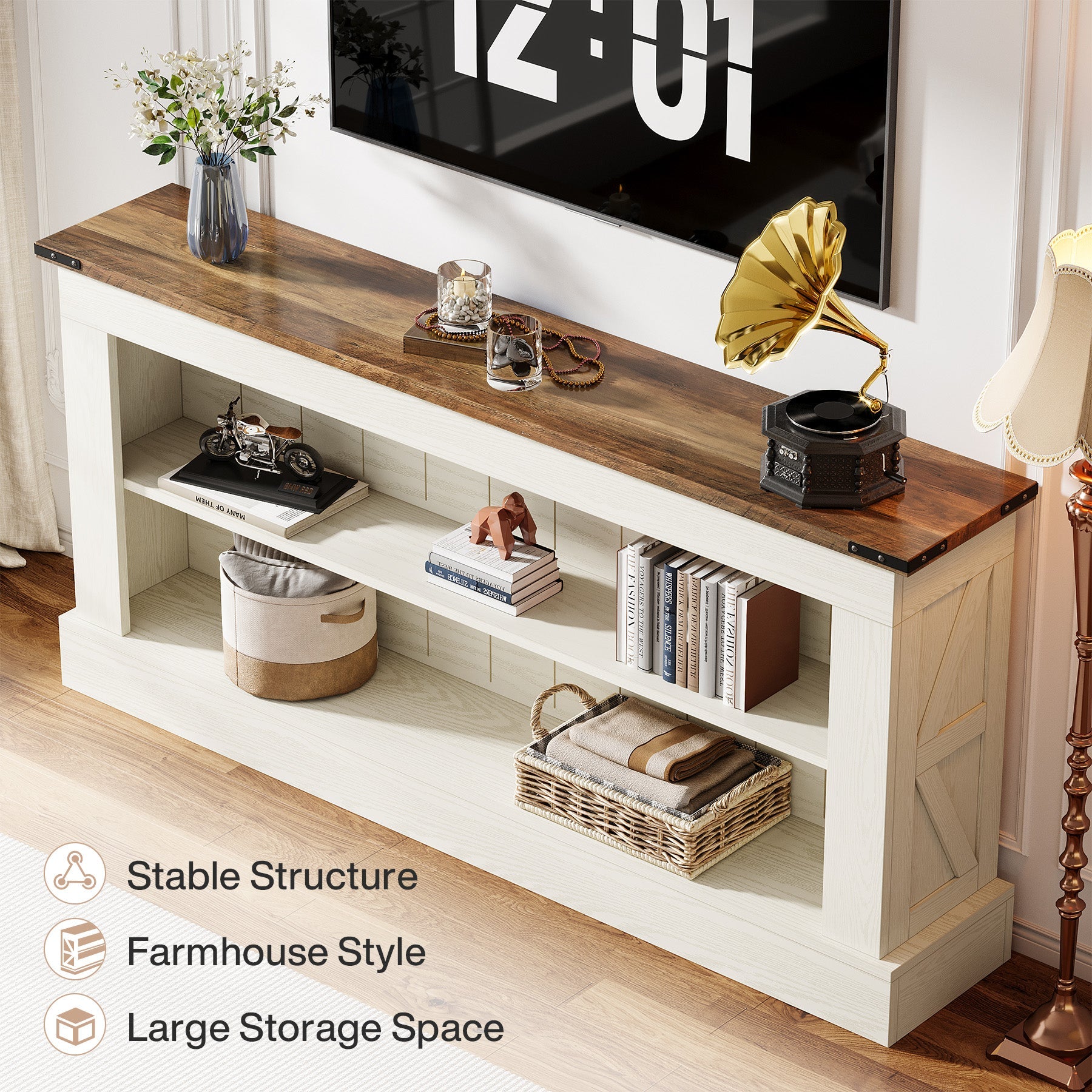 63" Tv Stand, Modern Entertainment Center Media Console For 75" Tv Tribesigns