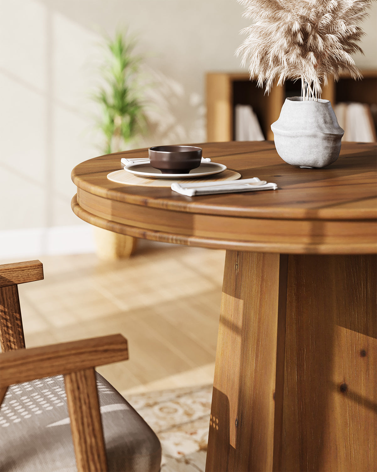 Solid Wood Round Dining Table, 31.5" Small Kitchen Table for 2