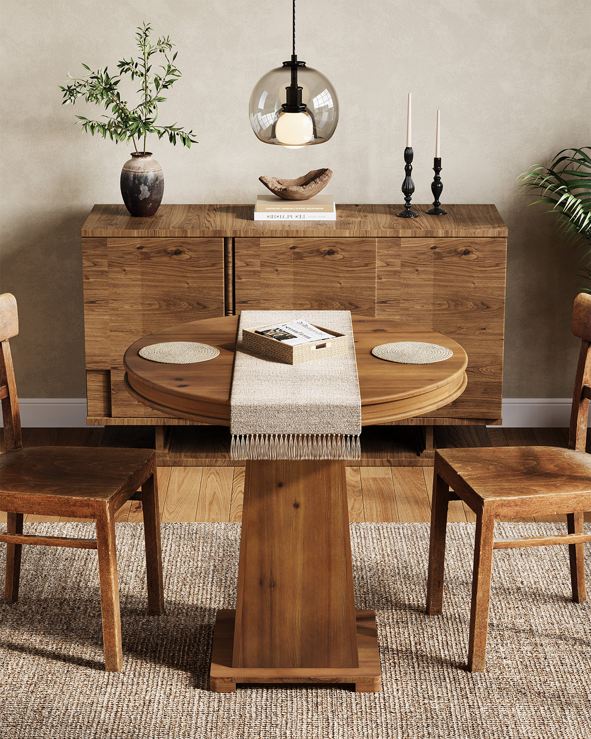 Solid Wood Round Dining Table, 31.5" Small Kitchen Table for 2