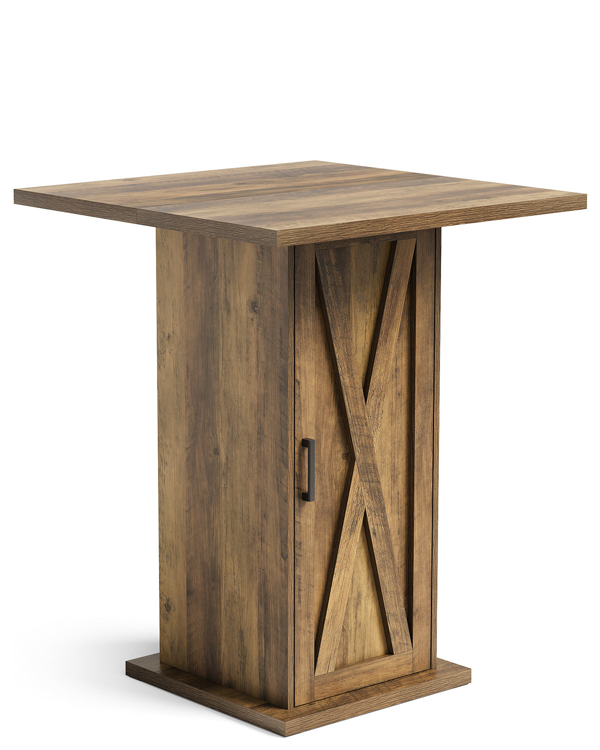 31.5" Bar Table with Storage Cabinet, Square High-Top Pub Table for Bistro, Bar