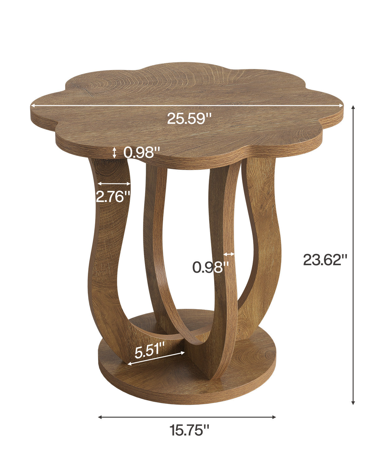 25.6" Flower-Shaped End Table, Farmhouse Sofa Side Table with Artistic Leg