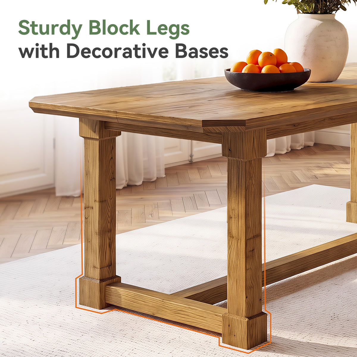 63" Solid Wood Dining Table for 4–6, Rectangular Kitchen Table with Heavy-Duty Legs