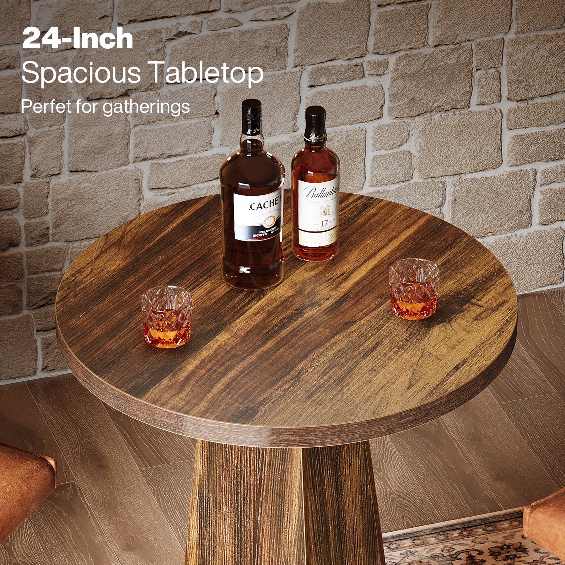 Round Bar Table, 37.4" High Pub Table for Dining Room (Only Table)