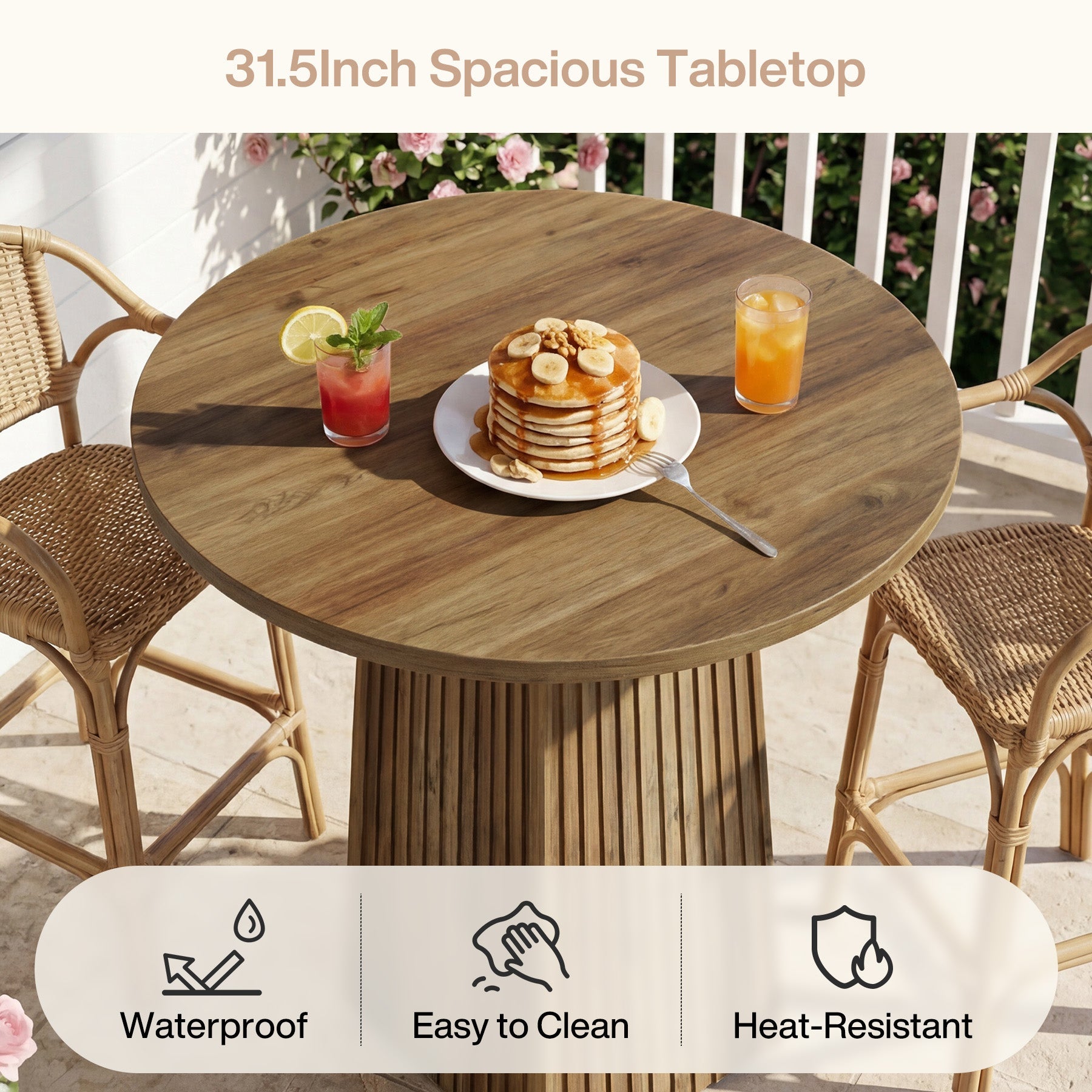 Round Bar Table,  31.5" Pub Table Dining Table for Dining Room, Kitchen