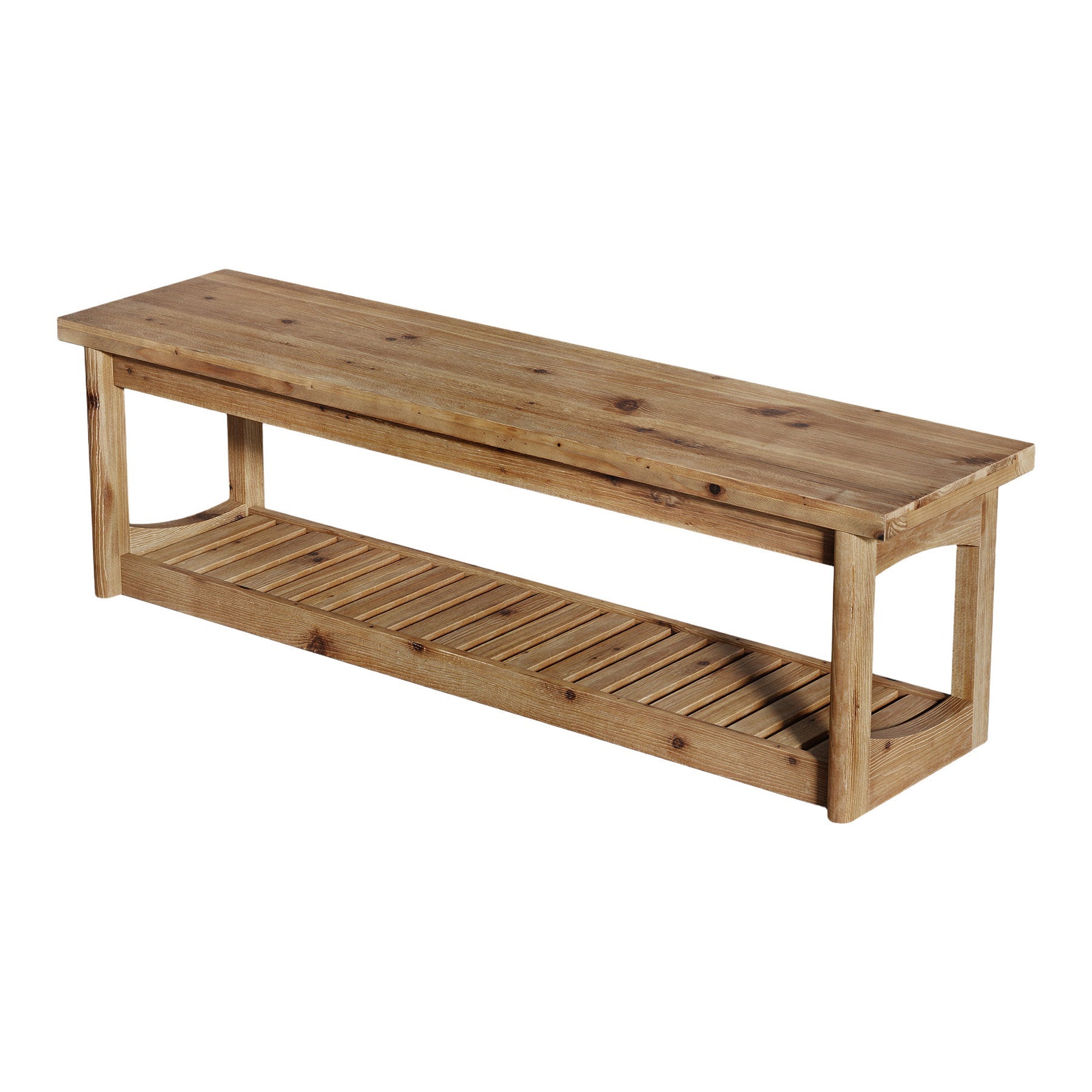 63" Solid Wood Entryway Bench with Storage Shoe Organizer for Hallway