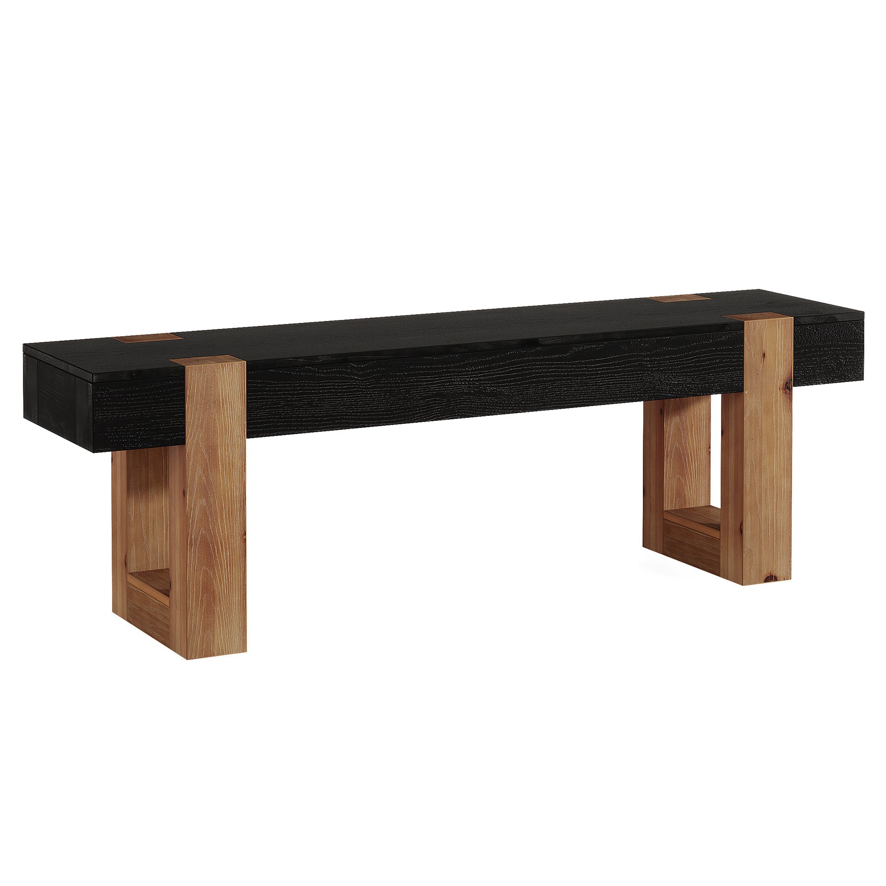 55" Solid Wood Entryway Bench, Indoor Wooden End of Bed Bench Seat