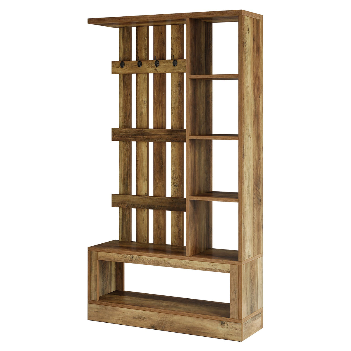 70.87" Farmhouse Hall Tree with Storage Bench & Hooks for Entryway