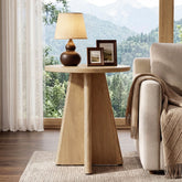 19.7" Round End Table, Farmhouse Side Table with Sculptural Base for Living Room 3