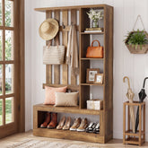 70.87" Farmhouse Hall Tree with Storage Bench & Hooks for Entryway 3