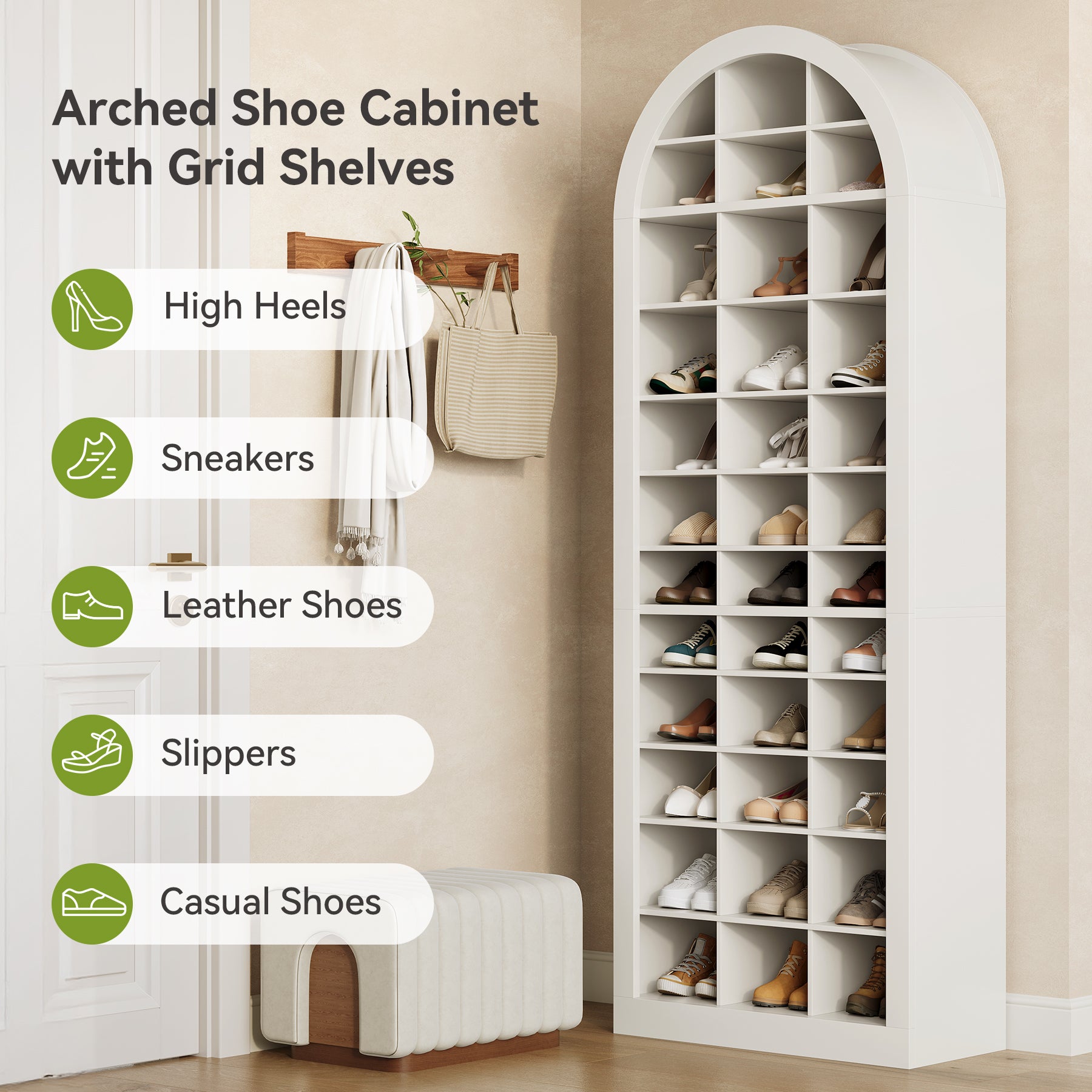 70.9" Shoe Rack, 12-Tier Shoe Storage Cabinet with 36 Cubbies for Entryway