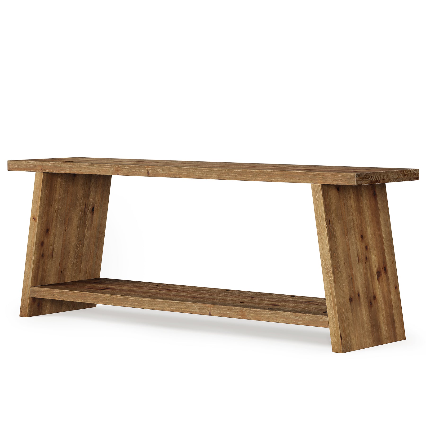2-Tier Solid Wood TV Stand, 63" Media Console for 55/60/65 inch TV