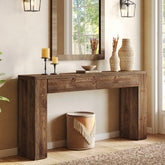 Solid Wood Console Table, 63" Entryway Sofa Table with 2 Drawers 3