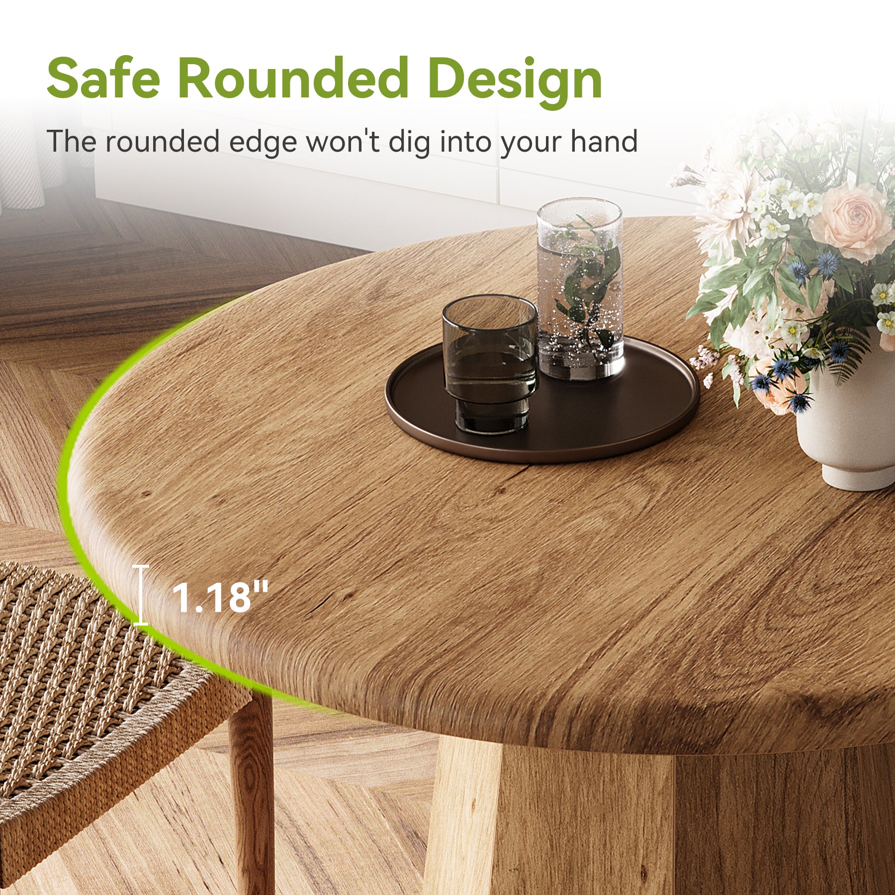 31.5" Round Dining Table for 4, Small Dinner Table with Octagonal Base for Dining Room