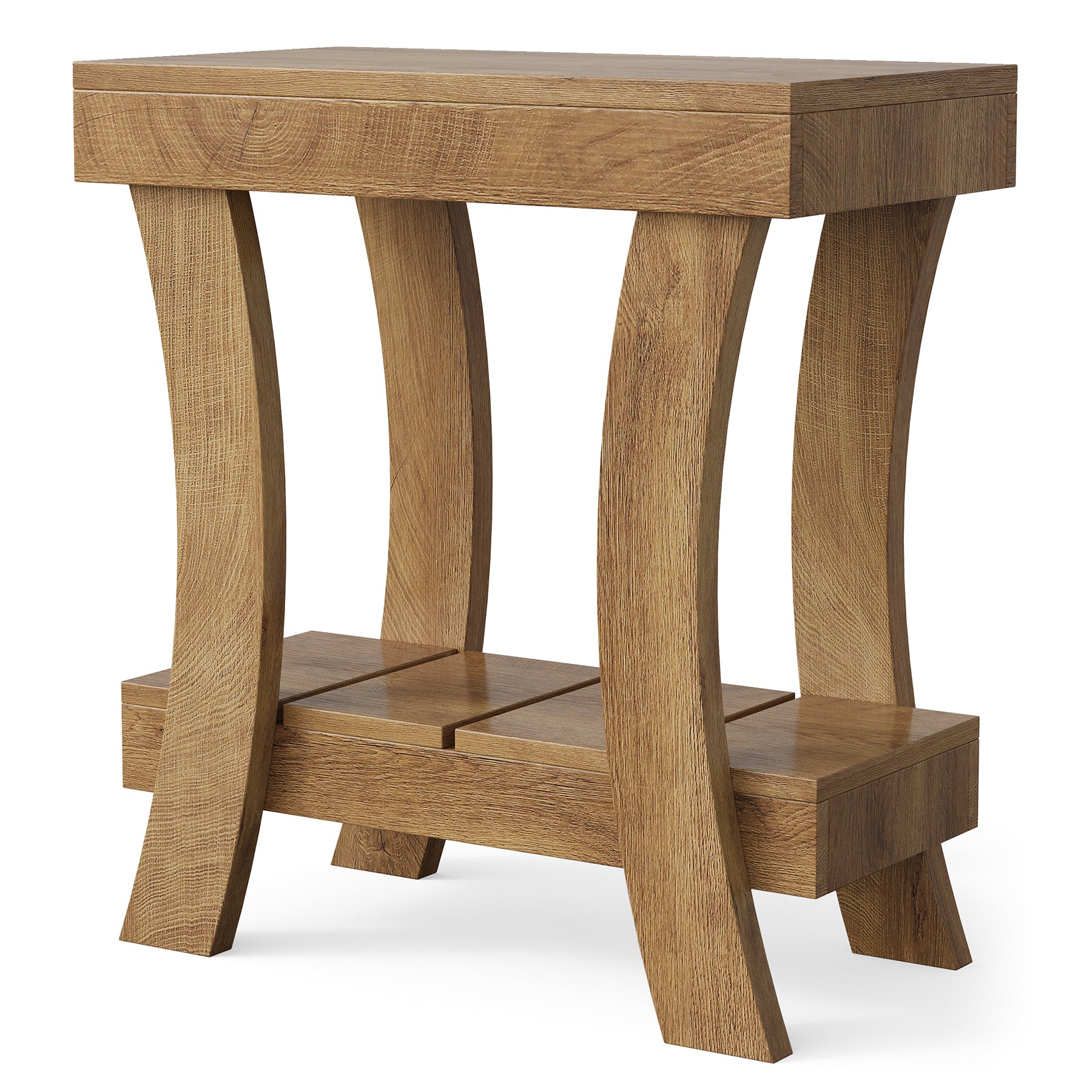 2-Tier End Table, Narrow Rectangular Side Table with Storage Shelf For Small Spaces