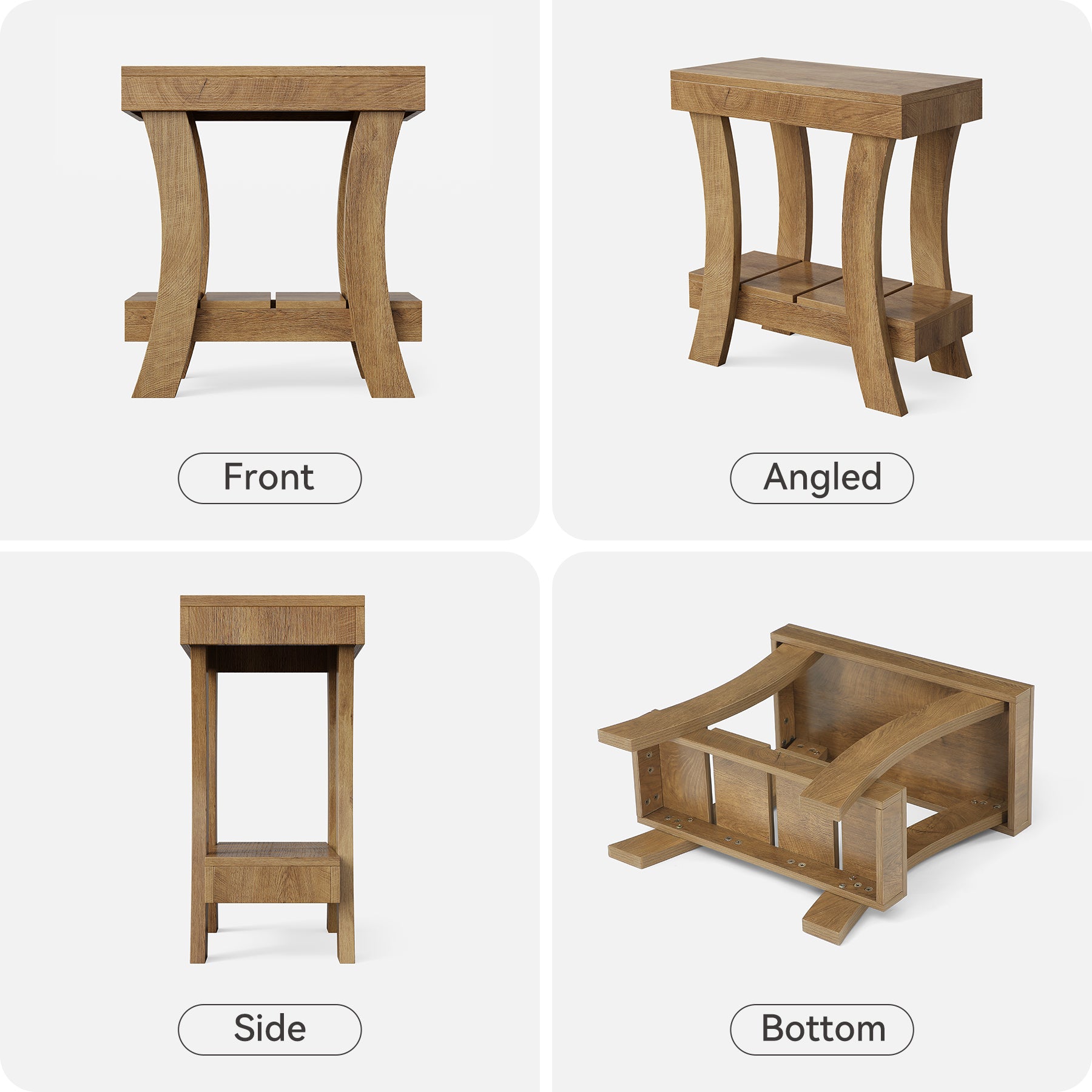 2-Tier End Table, Narrow Rectangular Side Table with Storage Shelf For Small Spaces
