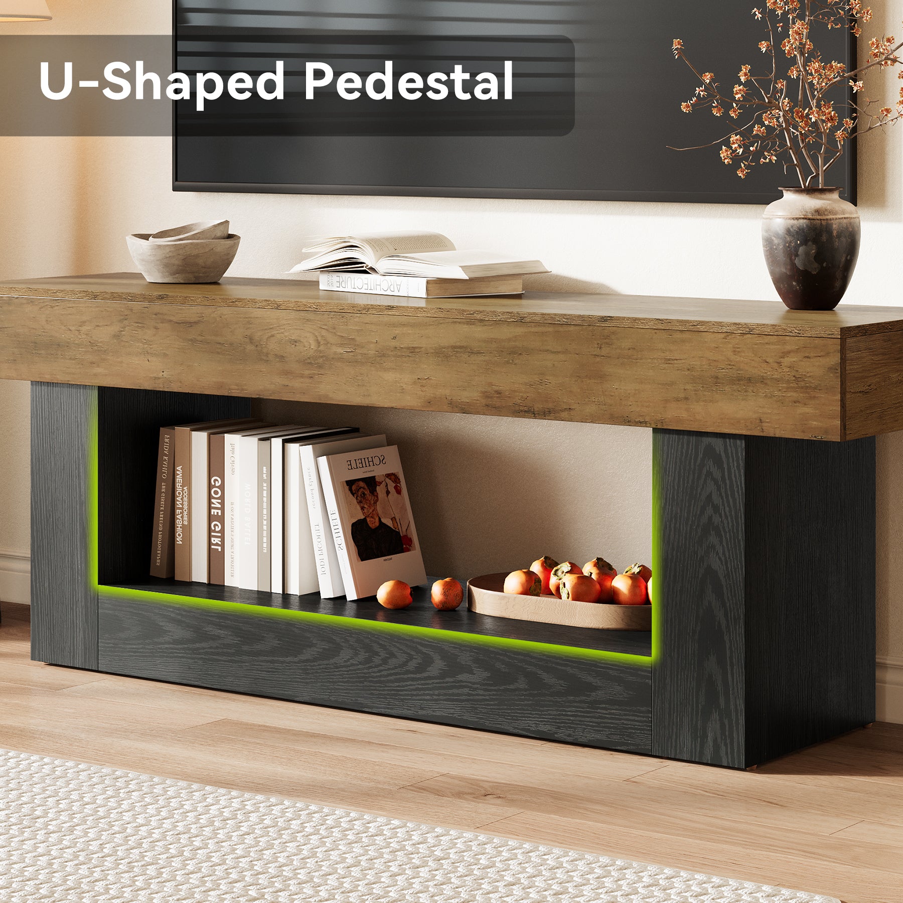 63" TV Stand for TVs Up to 70", Entertainment Center with Open Storage Shelf
