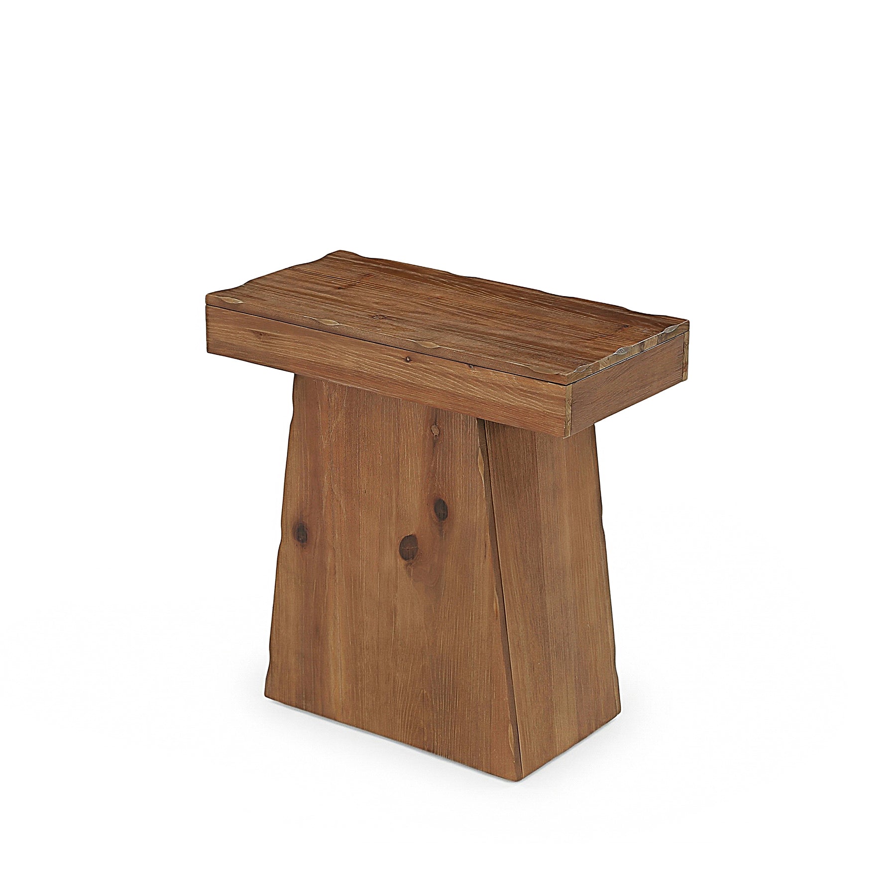 23.6" Solid Wood End Table with Trapezoid Base, Small Side Table for Living Room